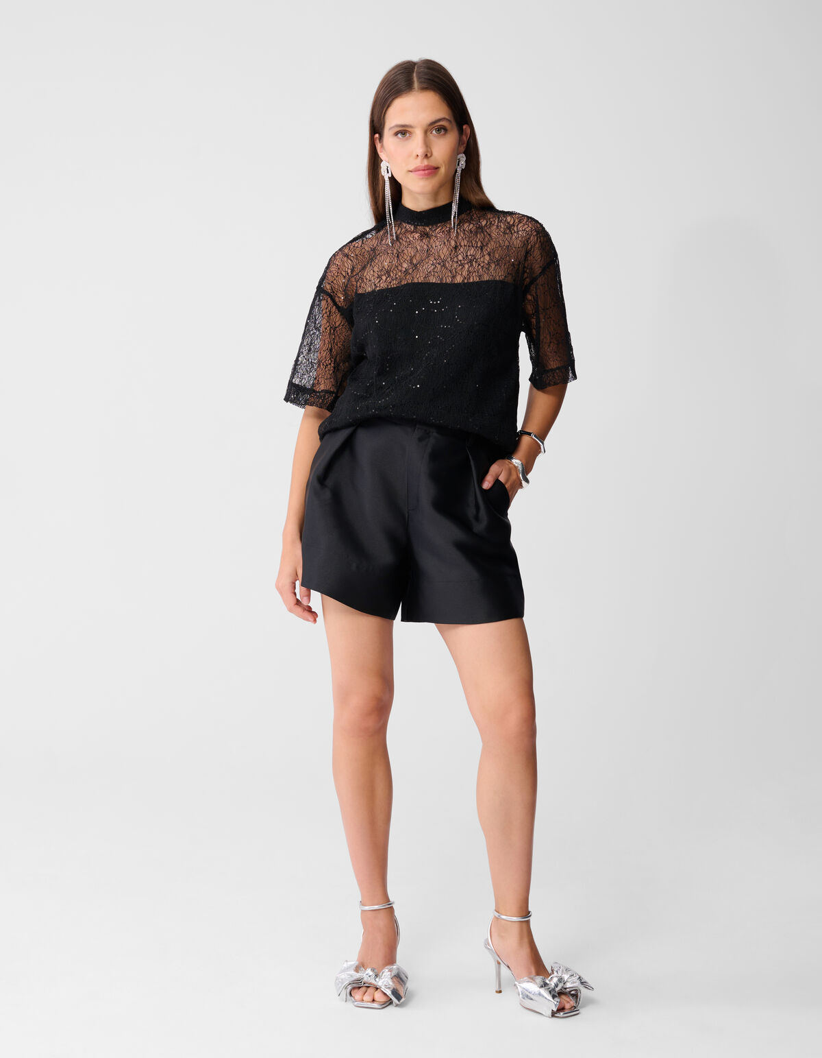 Kanten T-shirt Zwart SHOEBY WOMEN