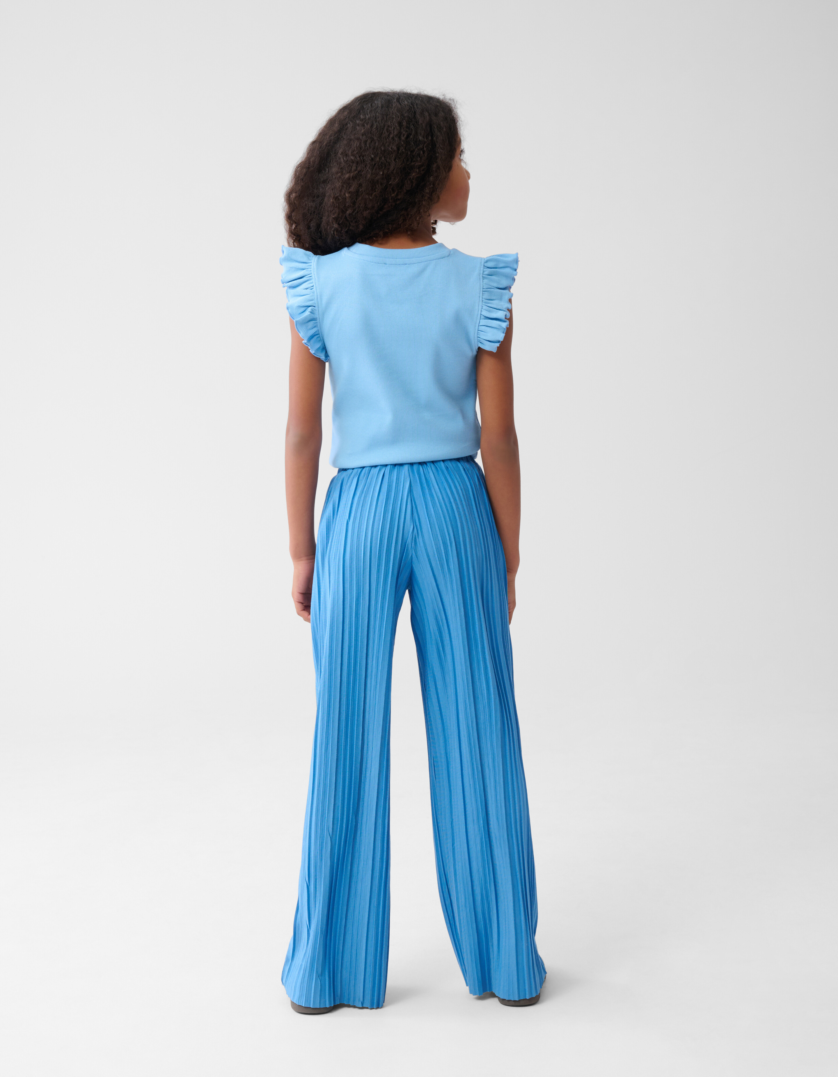 Ruffle Rib Top Blauw SHOEBY GIRLS