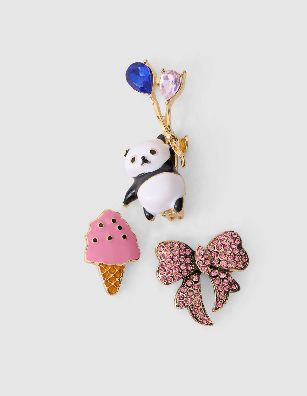 Panda Strass Broche Set Goud SHOEBY ACCESSOIRES