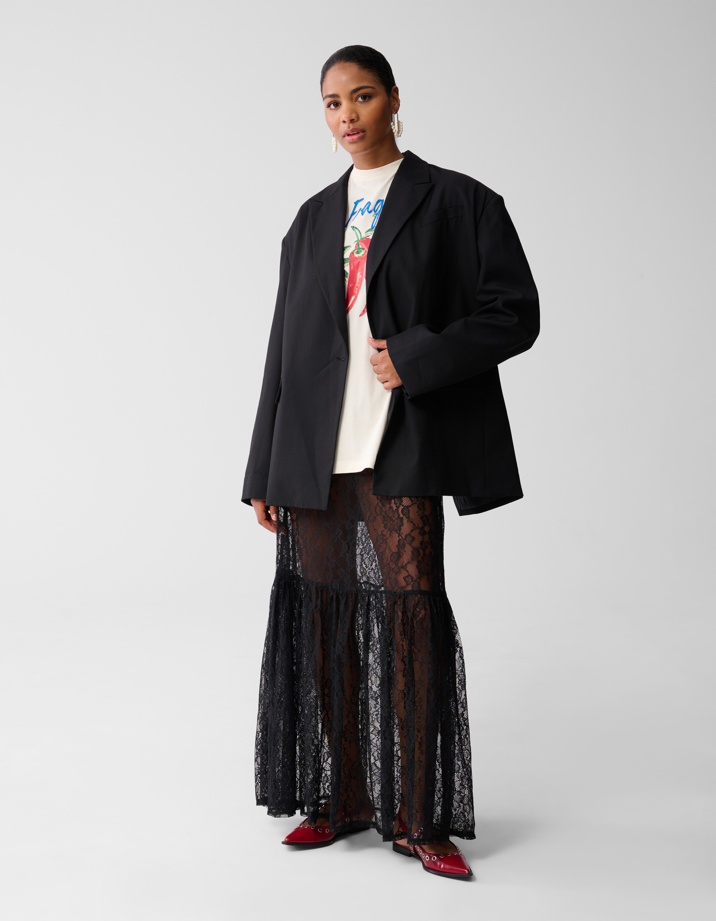 Kanten Maxi Jurk Zwart SHOEBY WOMEN