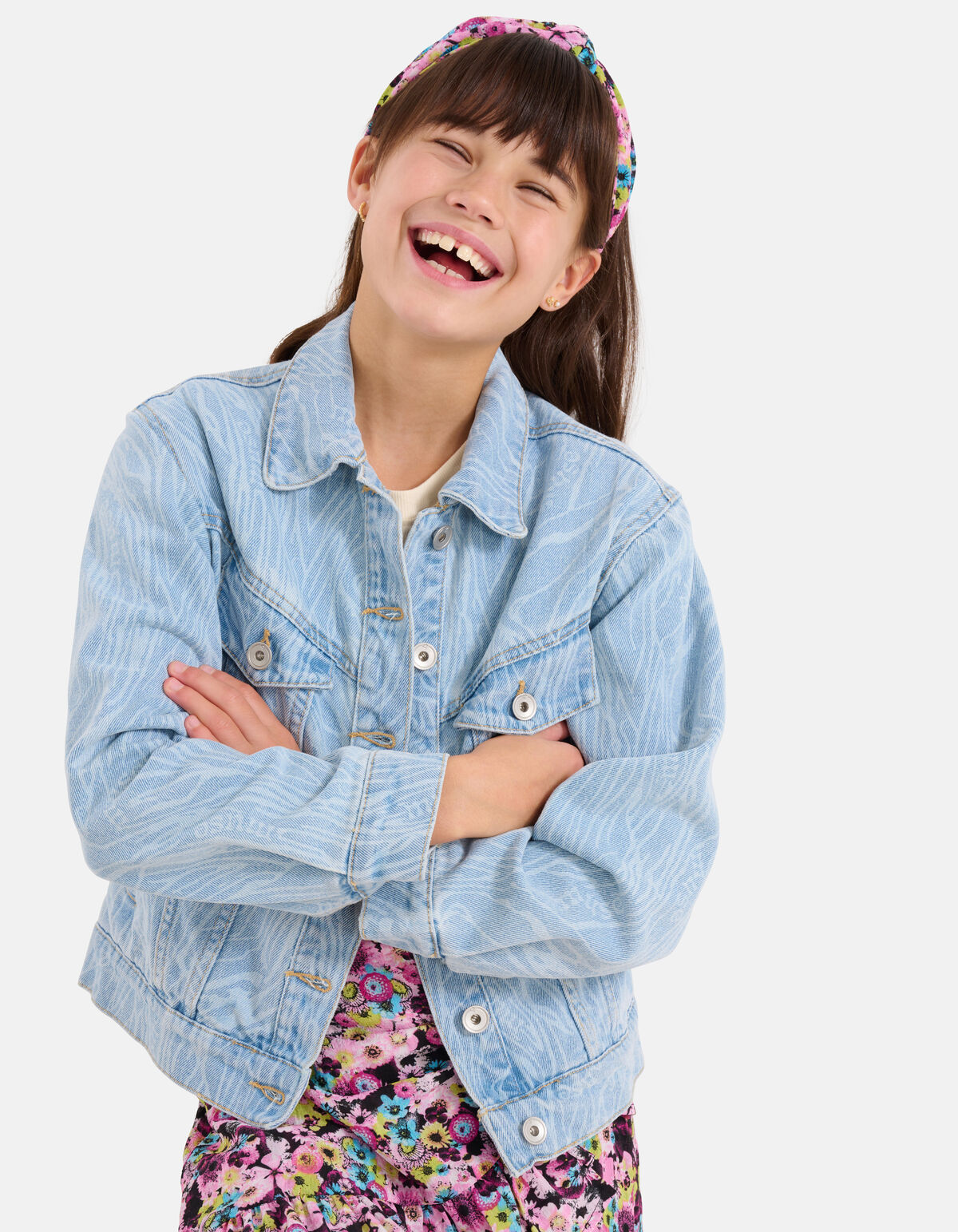 Swirl Print Denim Jack Bleached SHOEBY GIRLS