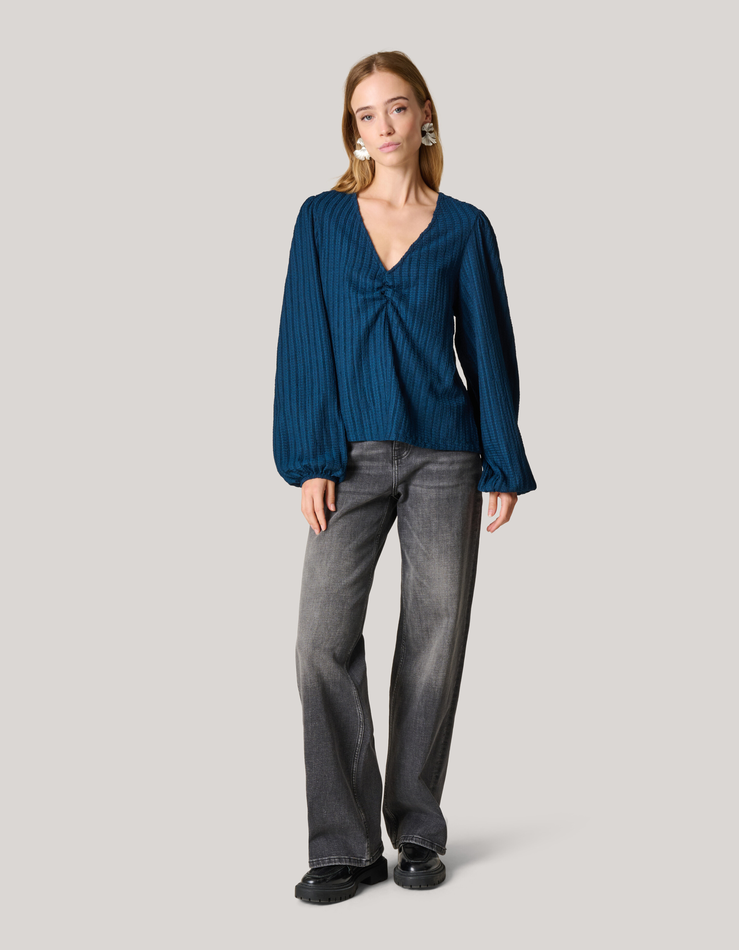 Crinkle Longsleeve Donkerblauw SHOEBY WOMEN