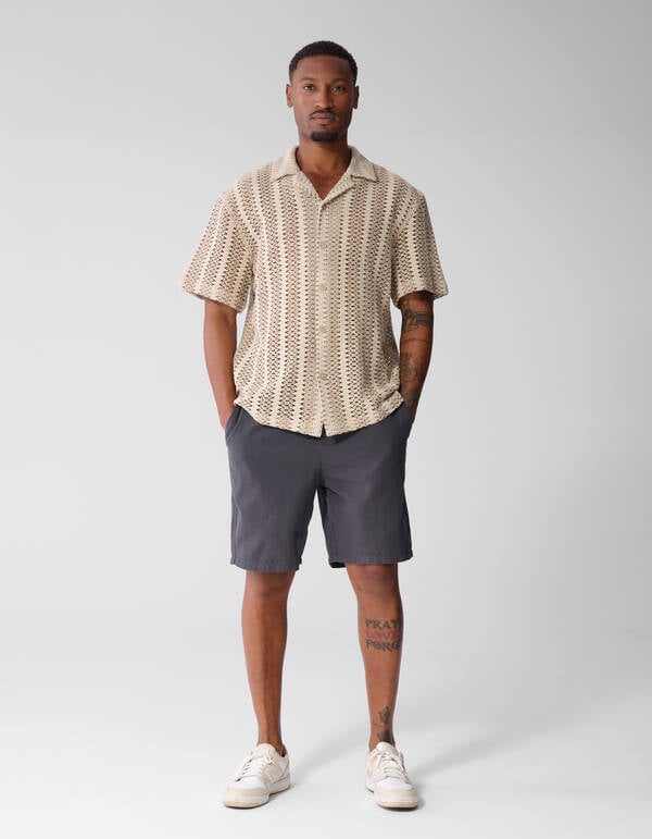 Stripe Crochet Overshirt Zand SHOEBY MEN