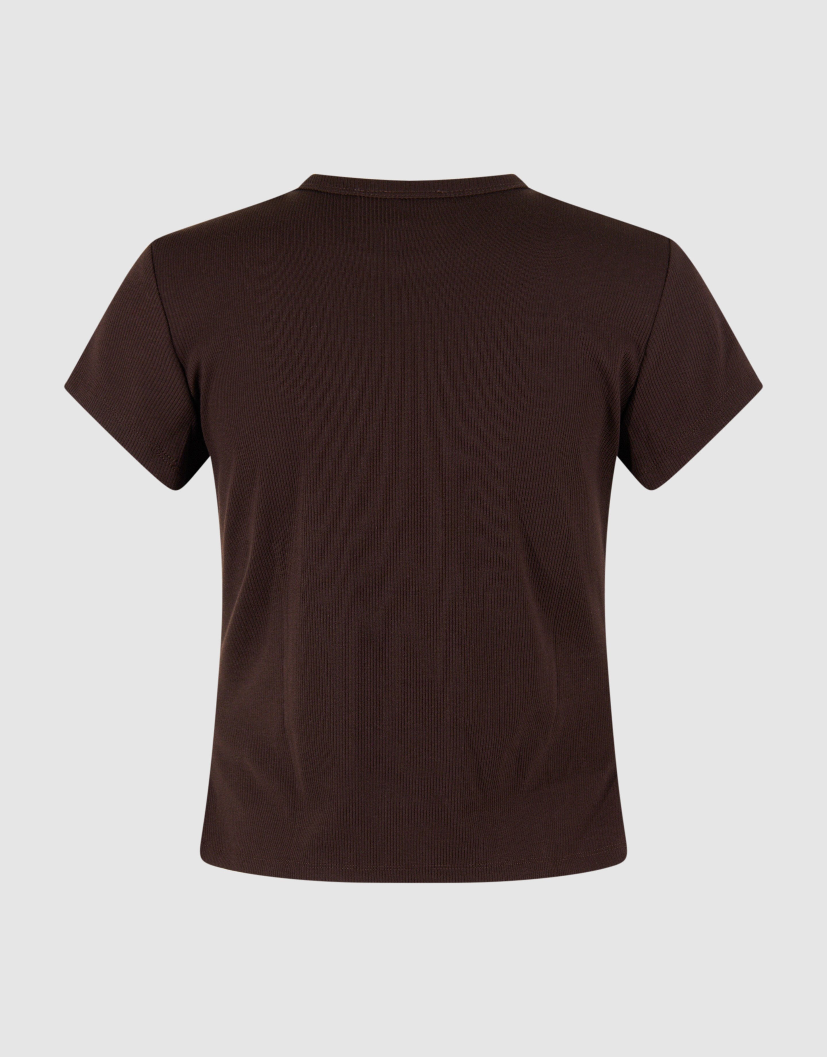 Rib T-shirt Bruin SHOEBY WOMEN