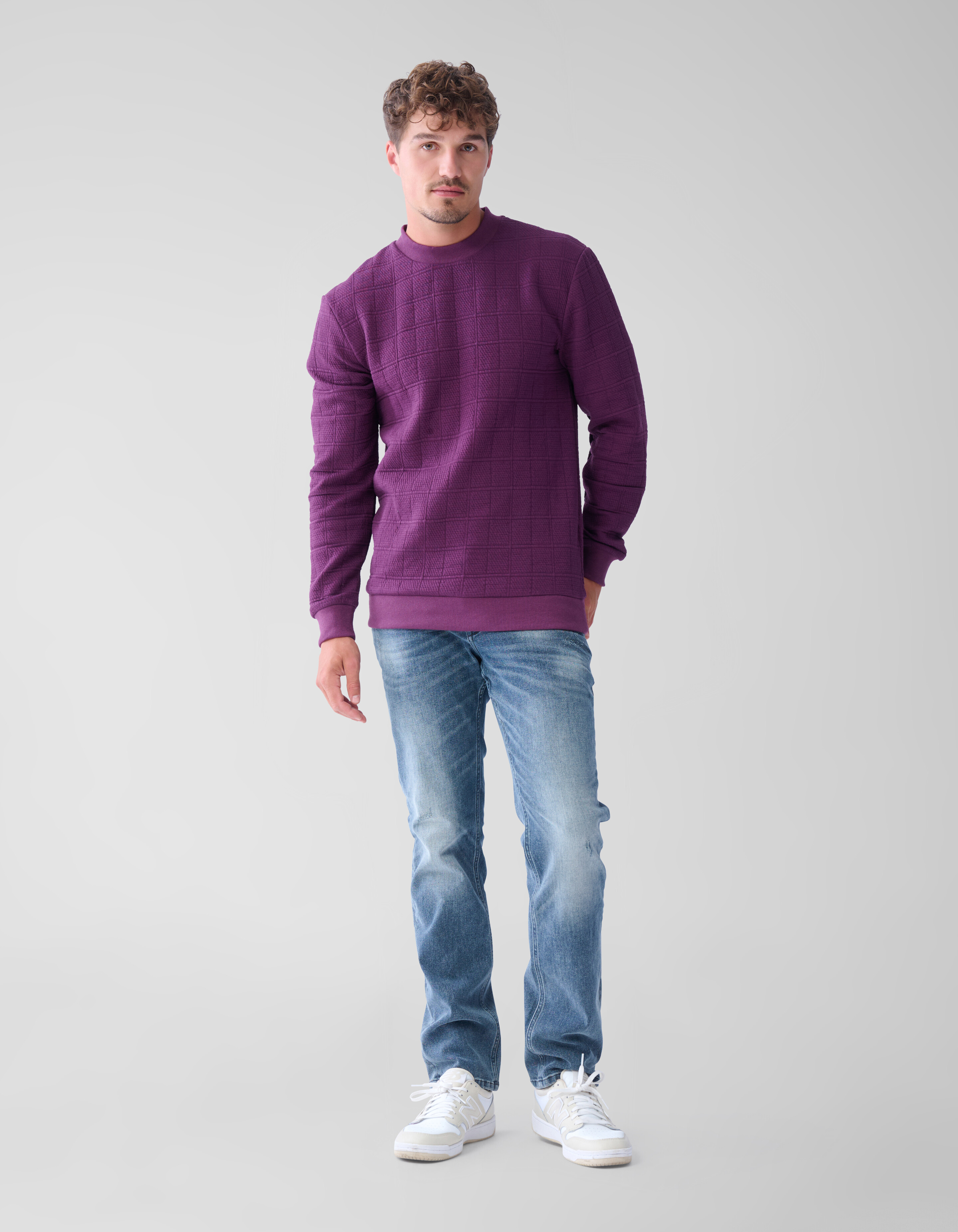 Structuur Sweater Donkerrood SHOEBY MEN