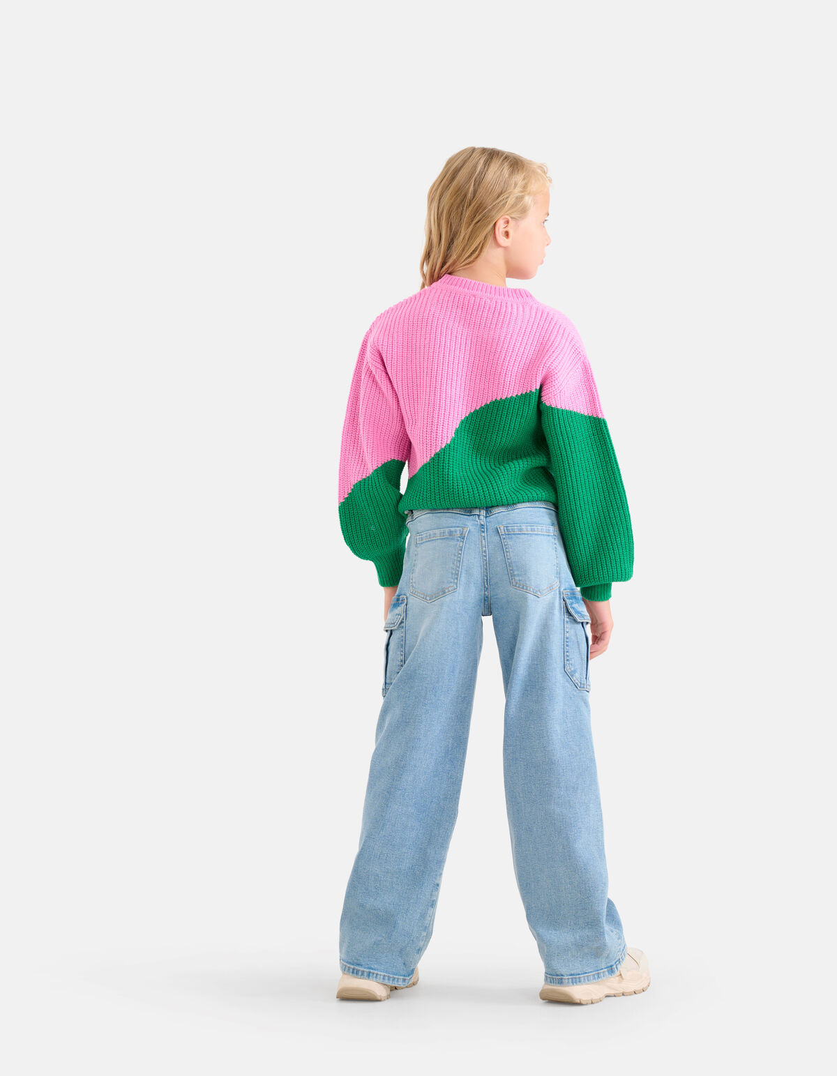 Colorblock Trui Groen/Roze SHOEBY GIRLS