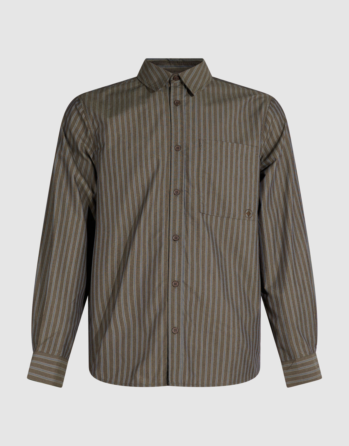Relaxed Fit Gestreept Overhemd Donkerbruin SHOEBY MEN