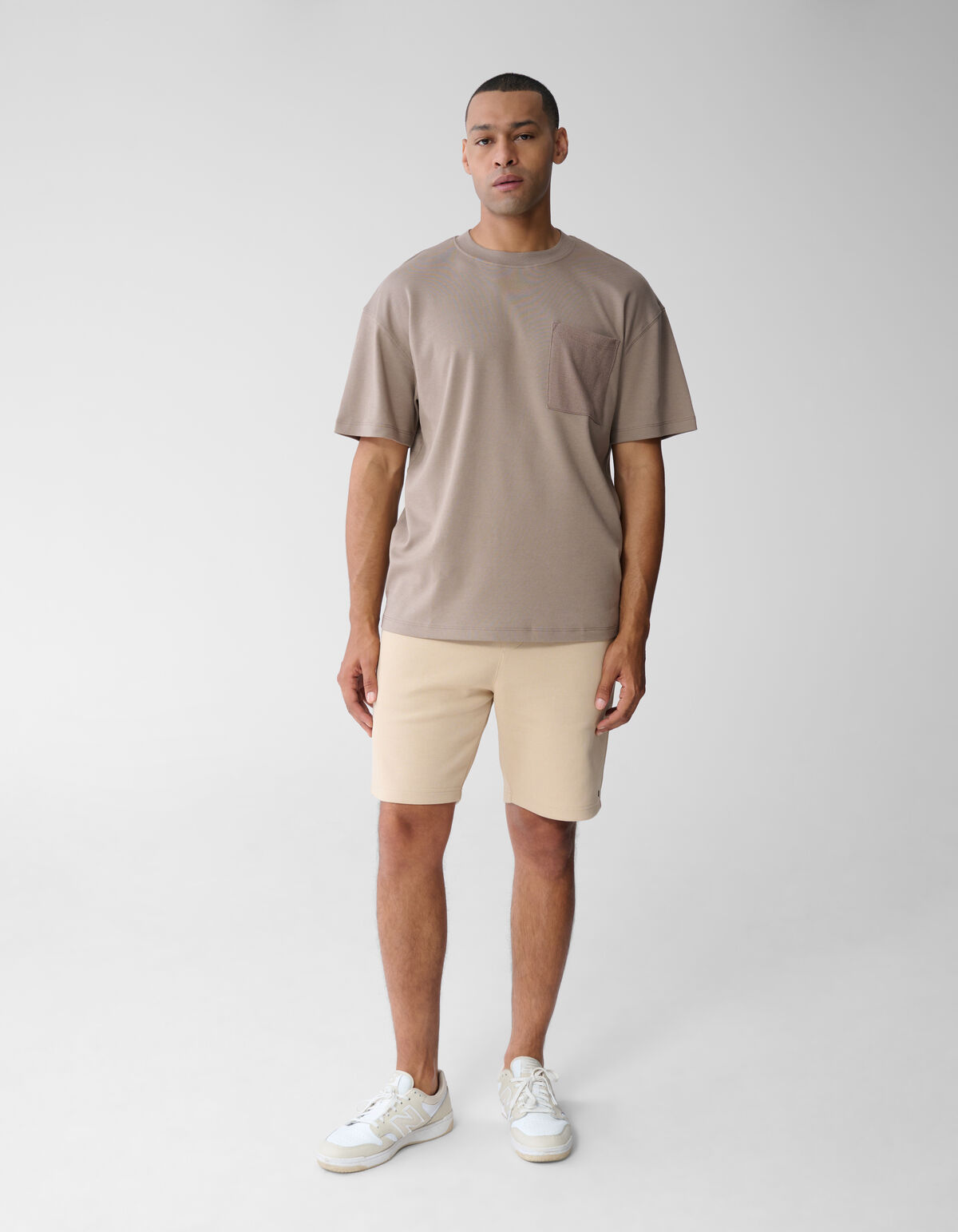 Structuur Pocket T-shirt Lichtbruin SHOEBY MEN