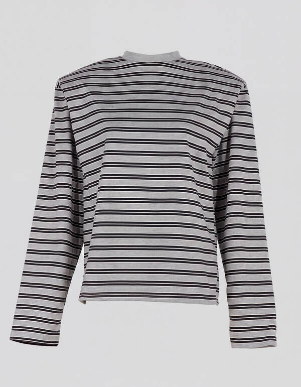 Shoulder Stripe Longsleeve Grijs/Zwart SHOEBY WOMEN