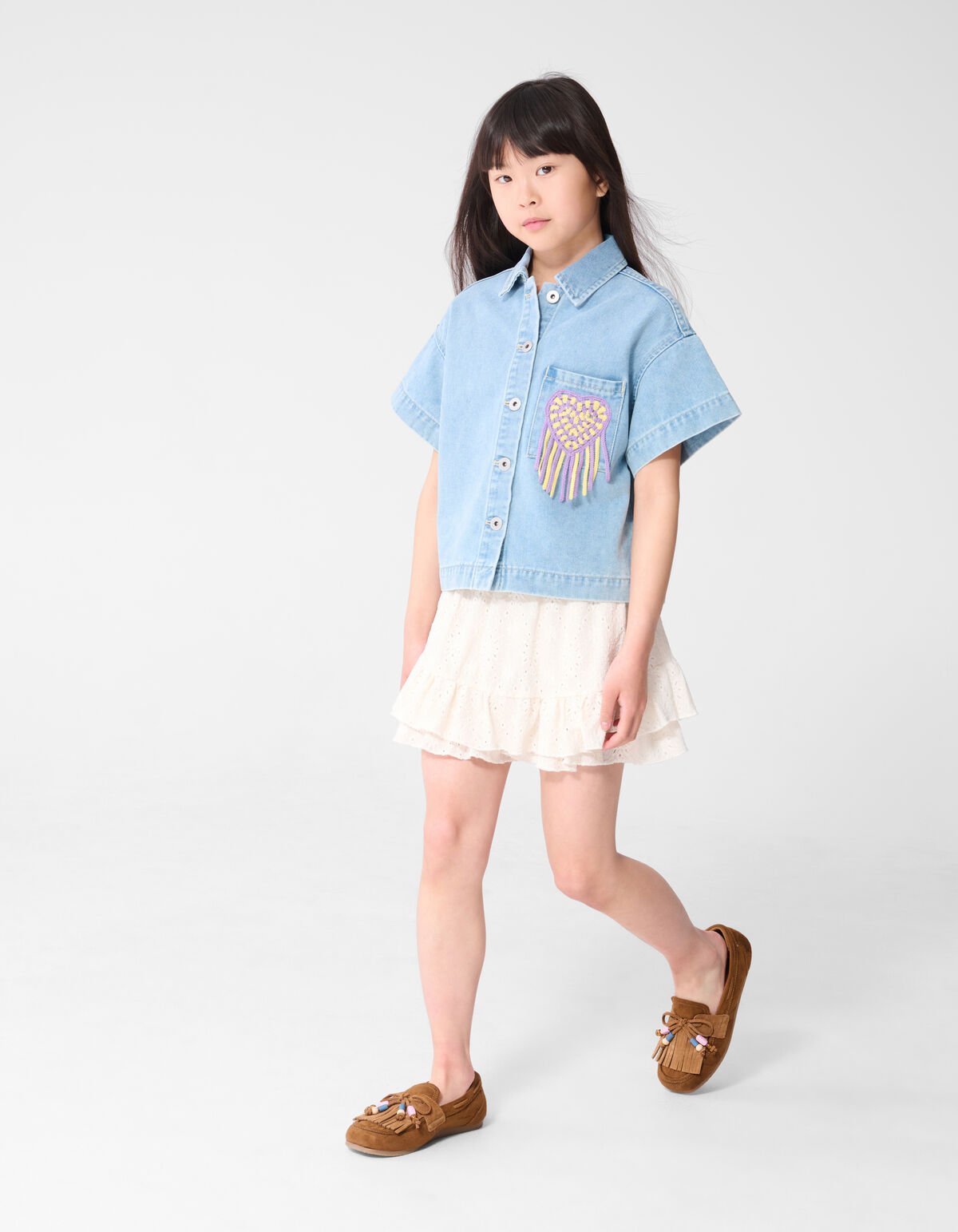 Embroidery Ruffle Skort Wit SHOEBY GIRLS