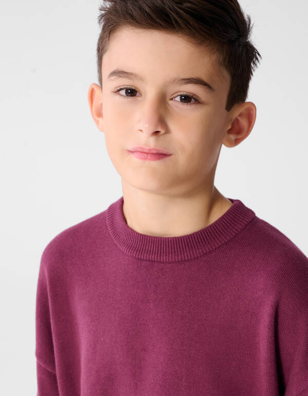 Oversized Fit Gebreide Trui Donkerrood SHOEBY BOYS