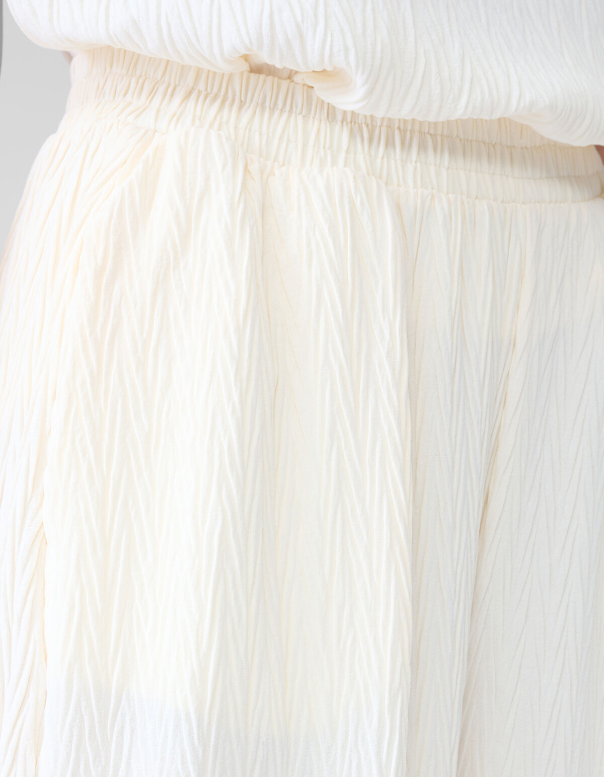 Crinkle Wide Leg Broek Gebroken Wit SHOEBY WOMEN