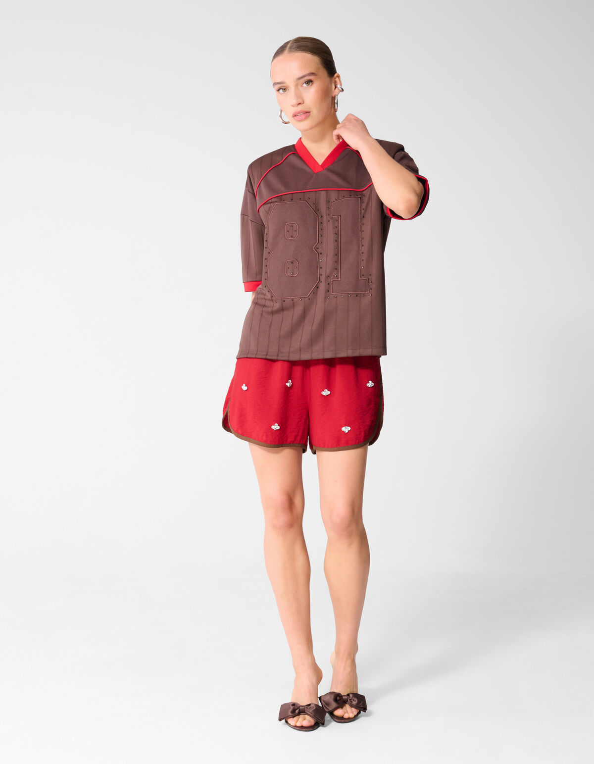 Baseball Strass T-shirt Bruin SHOEBY WOMEN