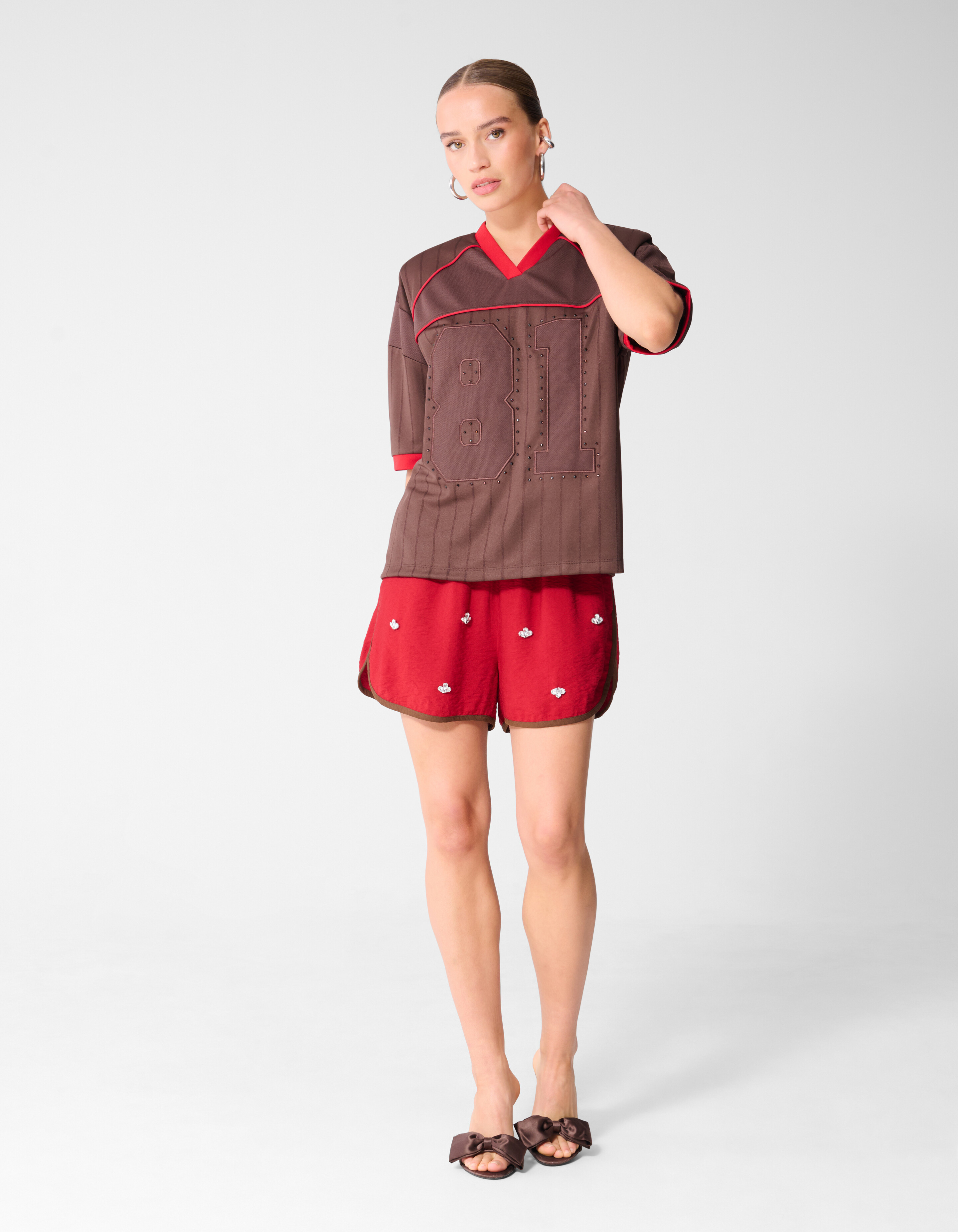 Baseball Strass T-shirt Bruin SHOEBY WOMEN