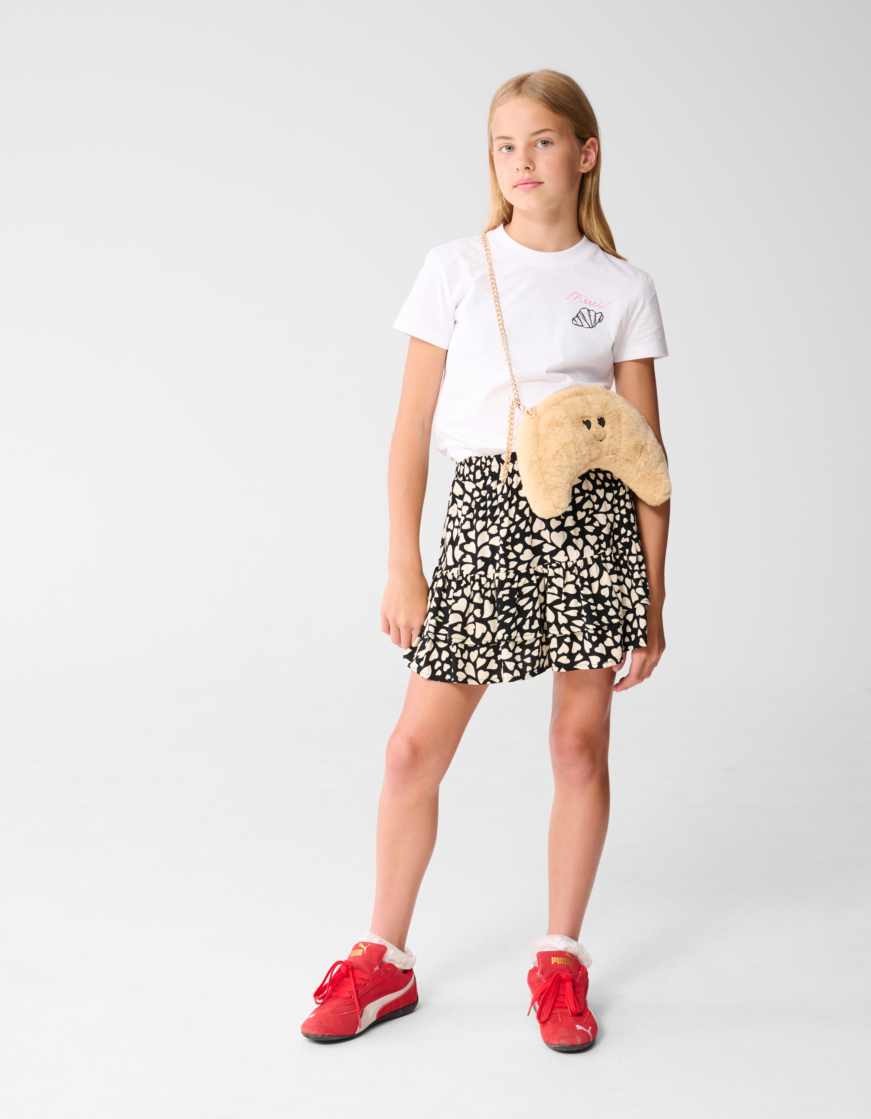 Heart Ruffle Mini Rok Zwart SHOEBY GIRLS