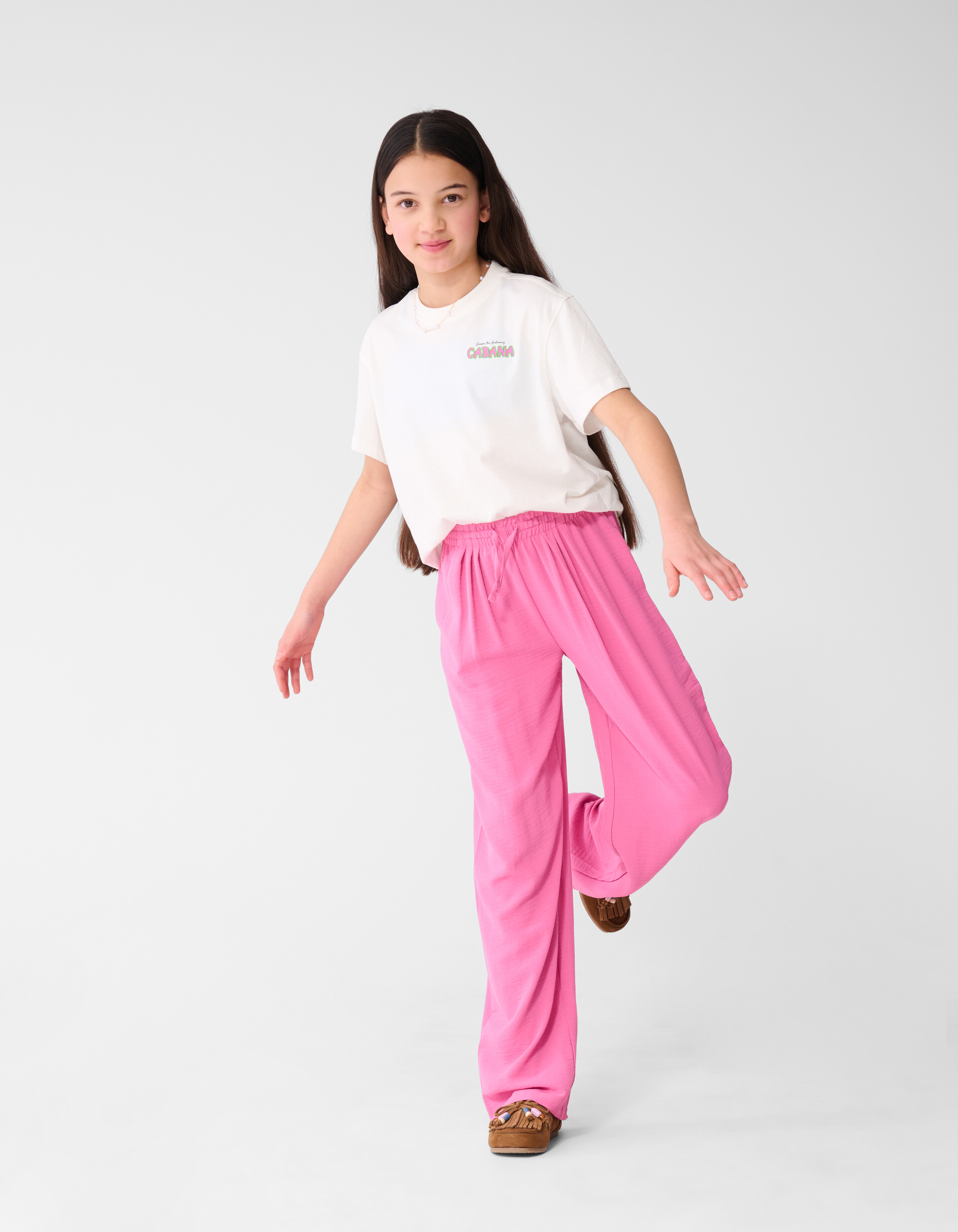 Piping Wide Leg Broek Lichtroze SHOEBY GIRLS
