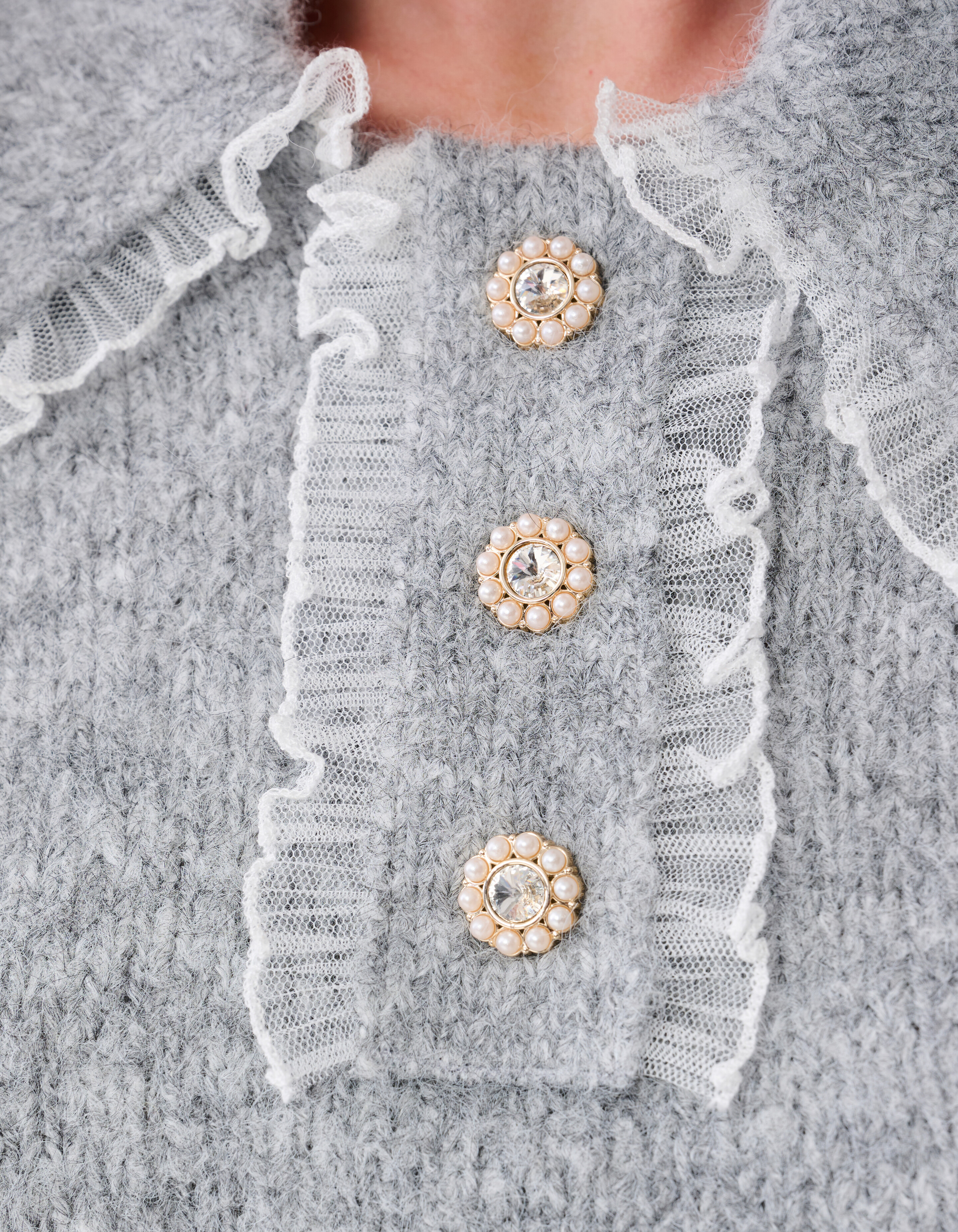 Collar Knit Trui Lichtgrijs SHOEBY WOMEN