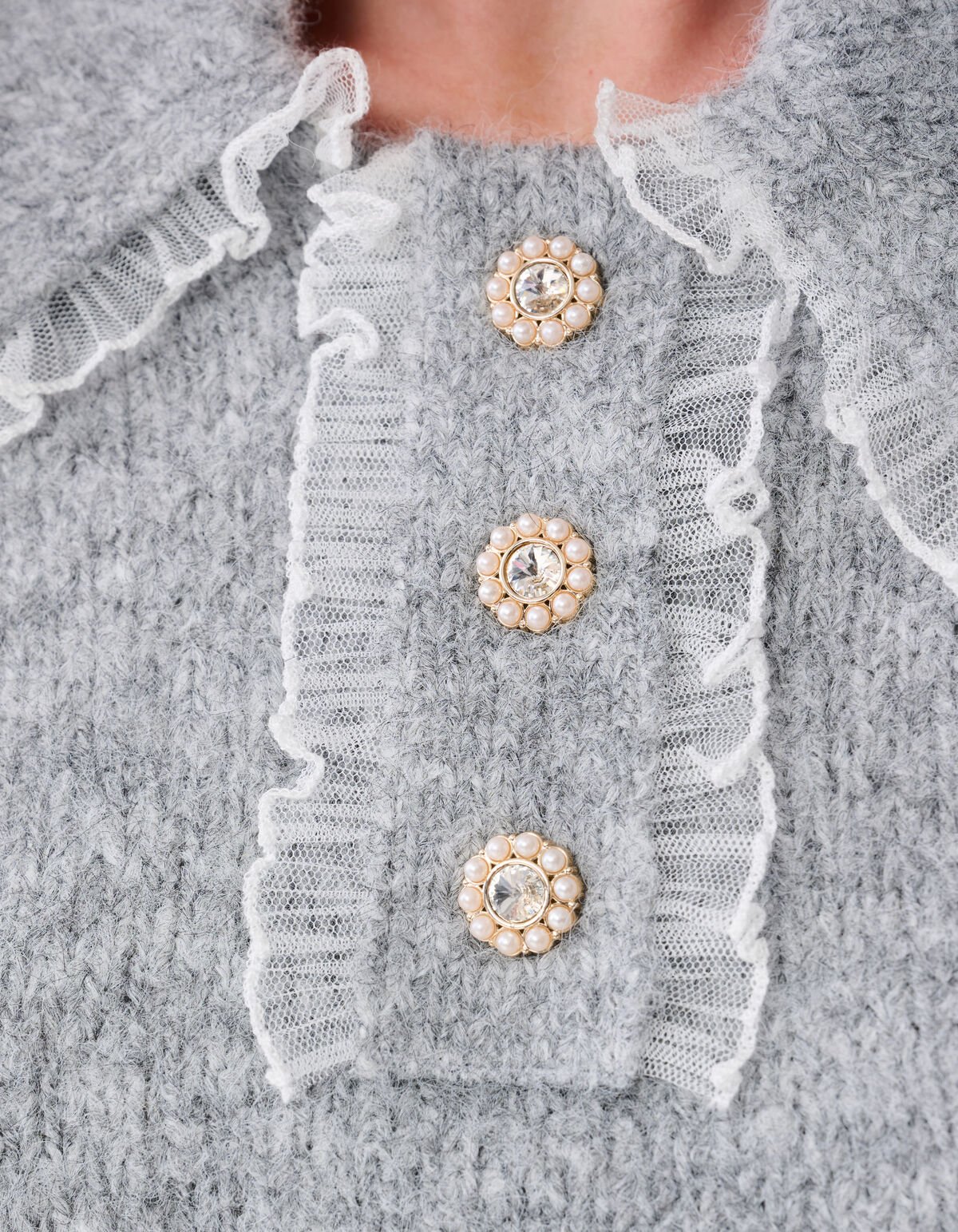 Collar Knit Trui Lichtgrijs SHOEBY WOMEN