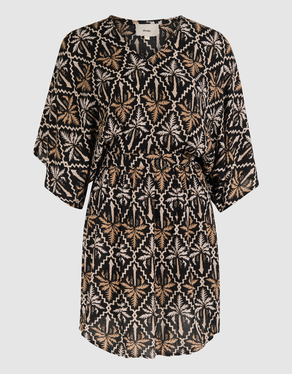 Printed Crinkle Mini Jurk Zwart/Wit SHOEBY WOMEN