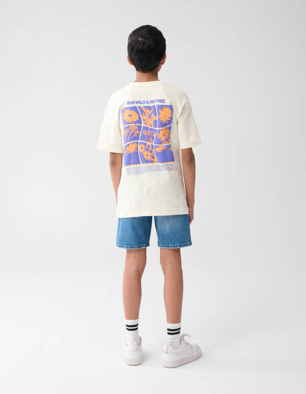 Run Wild Artwork T-shirt Gebroken Wit SHOEBY BOYS