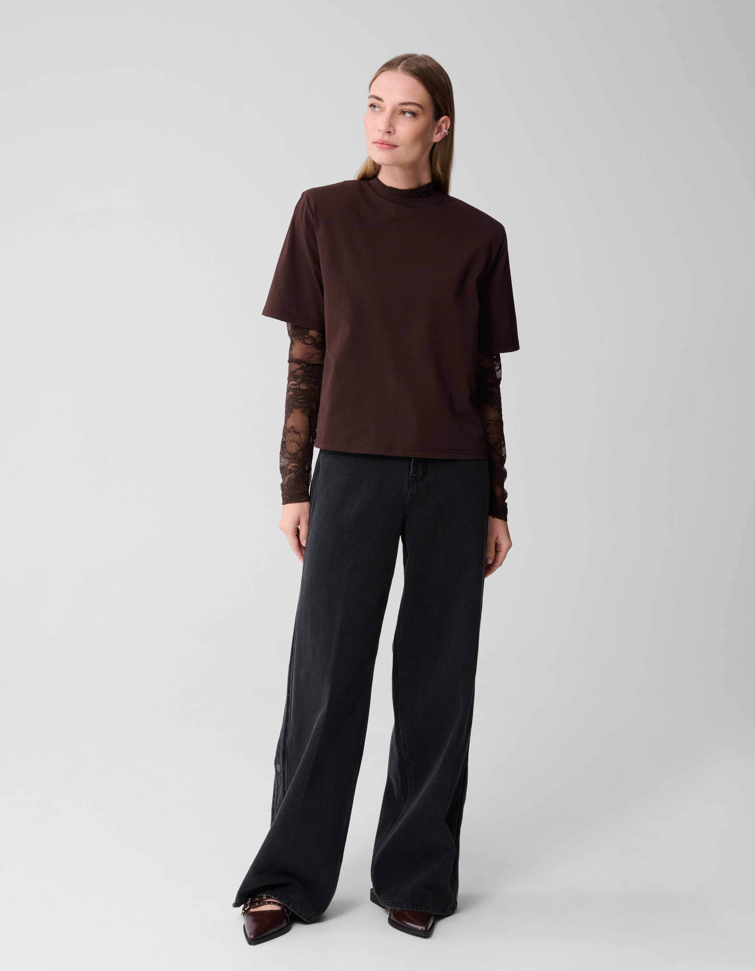 Padded T-shirt Donkerbruin SHOEBY WOMEN