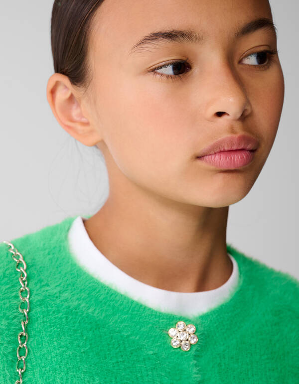 Harig Strass Vest Groen SHOEBY GIRLS