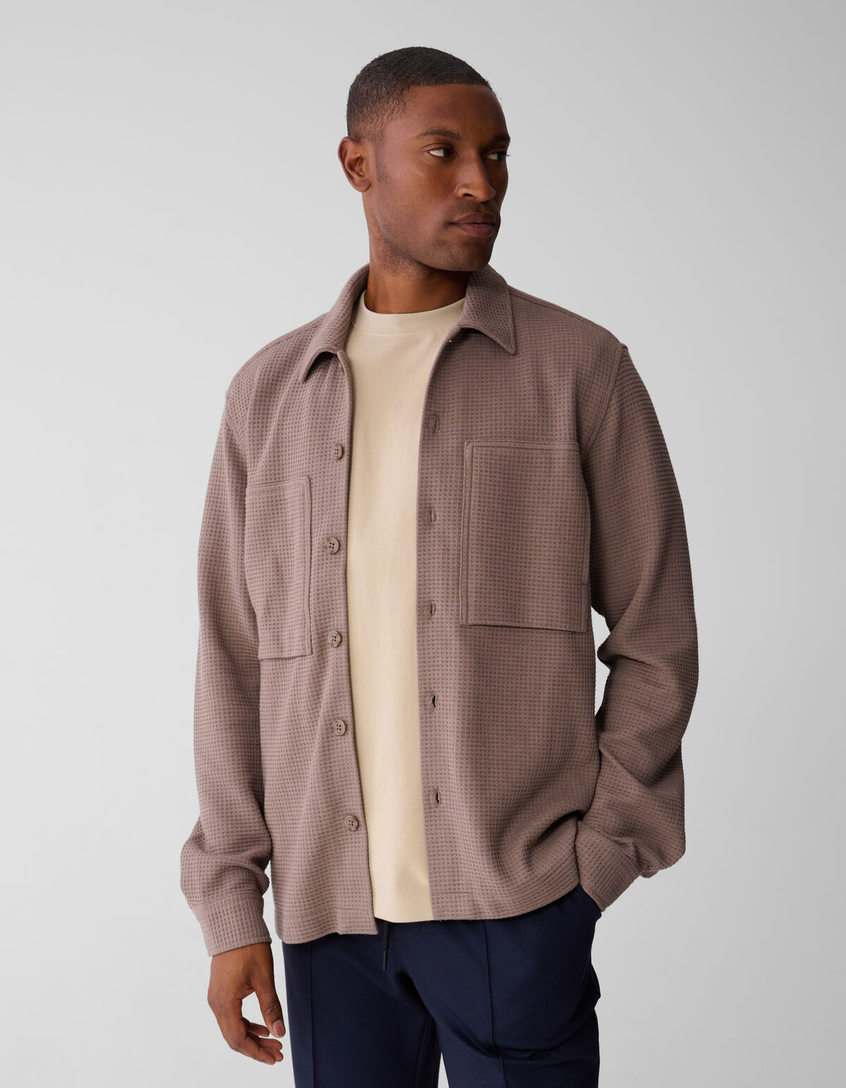 Waffle Overshirt Lichtbruin SHOEBY MEN