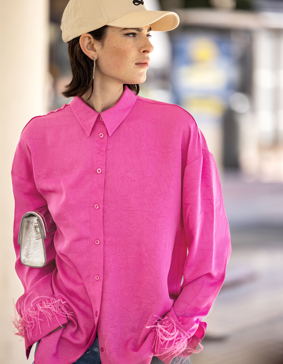 Satijnen Feather Blouse Roze SHOEBY WOMEN