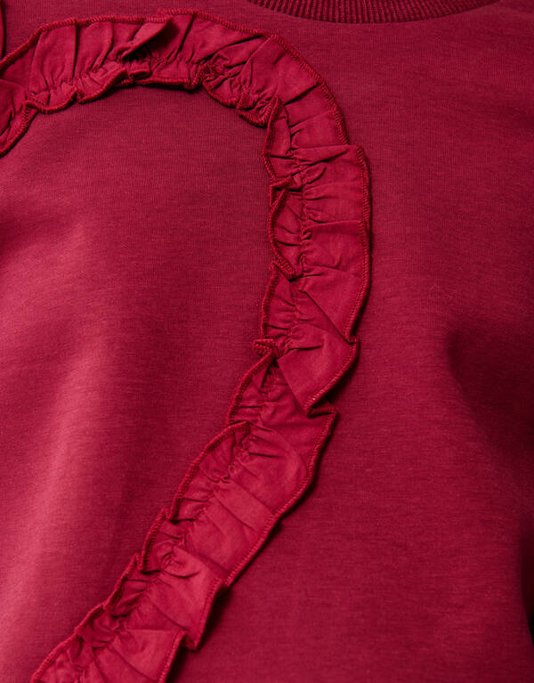 Ruffle Heart Sweater Donkerrood SHOEBY GIRLS
