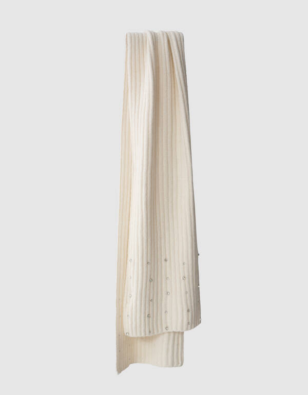 Ribbed Strass Sjaal Gebroken Wit SHOEBY ACCESSOIRES