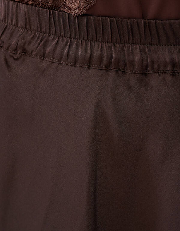 Satijnen Maxi Rok Donkerbruin SHOEBY WOMEN