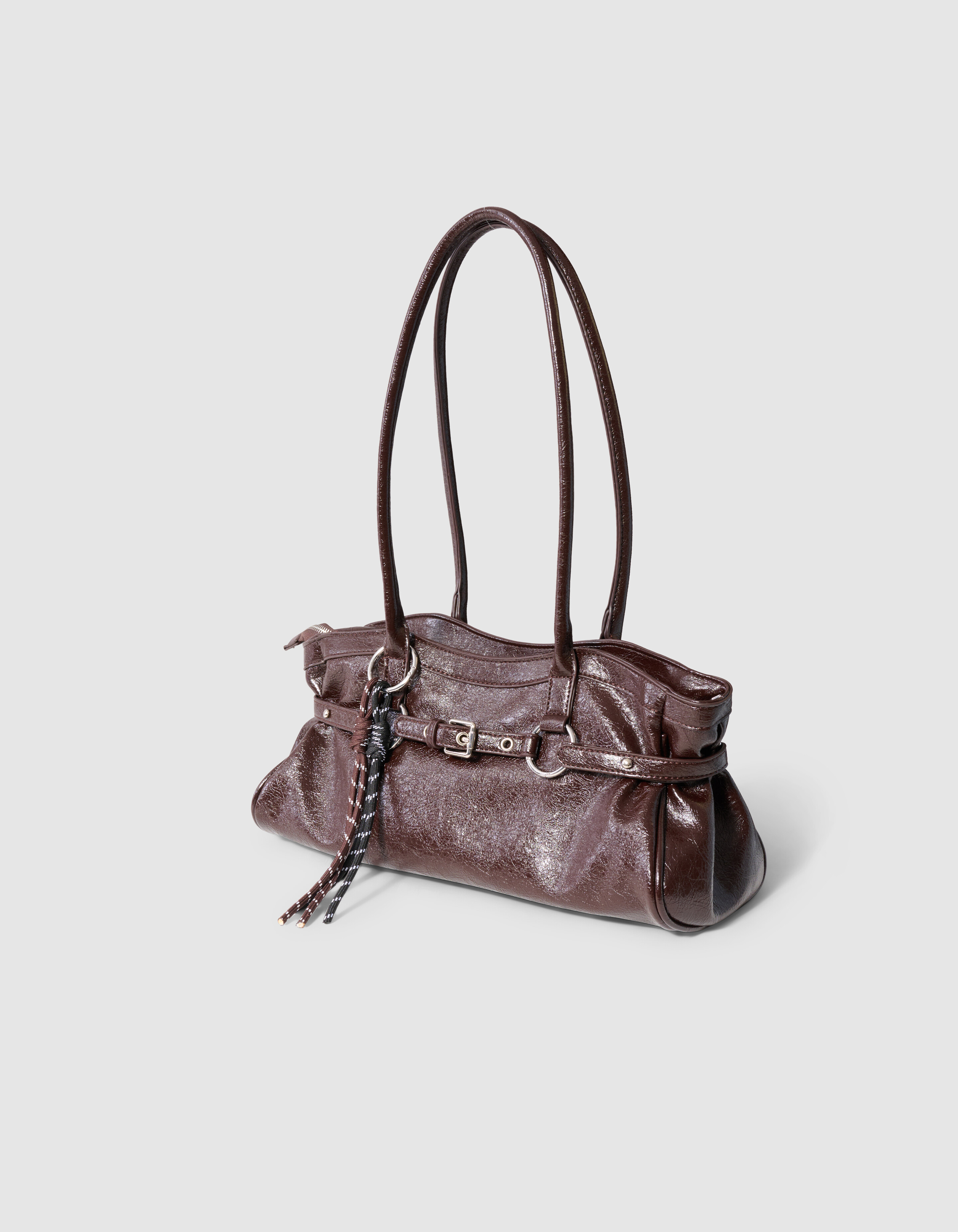 Shiny Baguette Tas Donkerbruin SHOEBY ACCESSOIRES