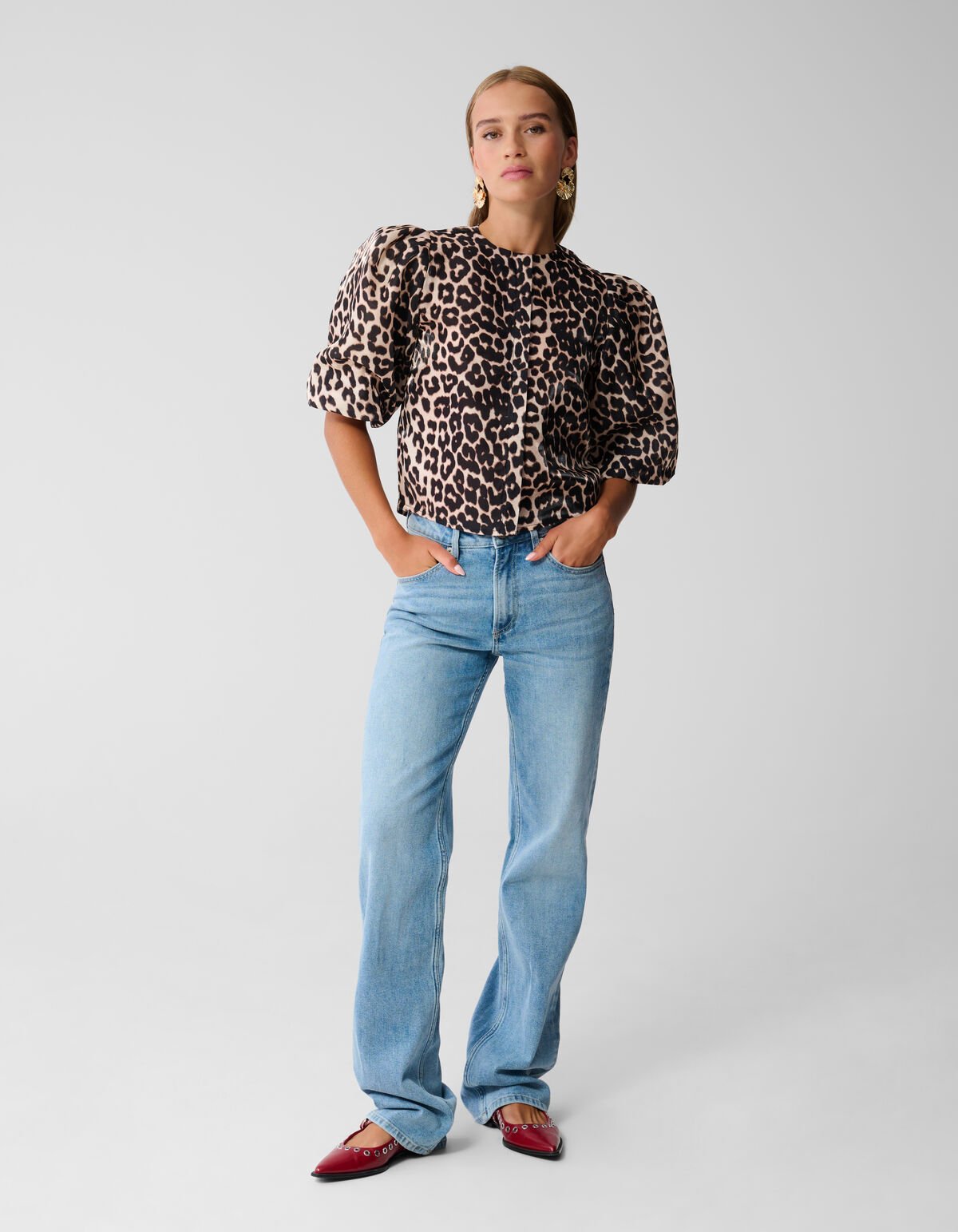 Puff Leopard Blouse Bruin SHOEBY WOMEN