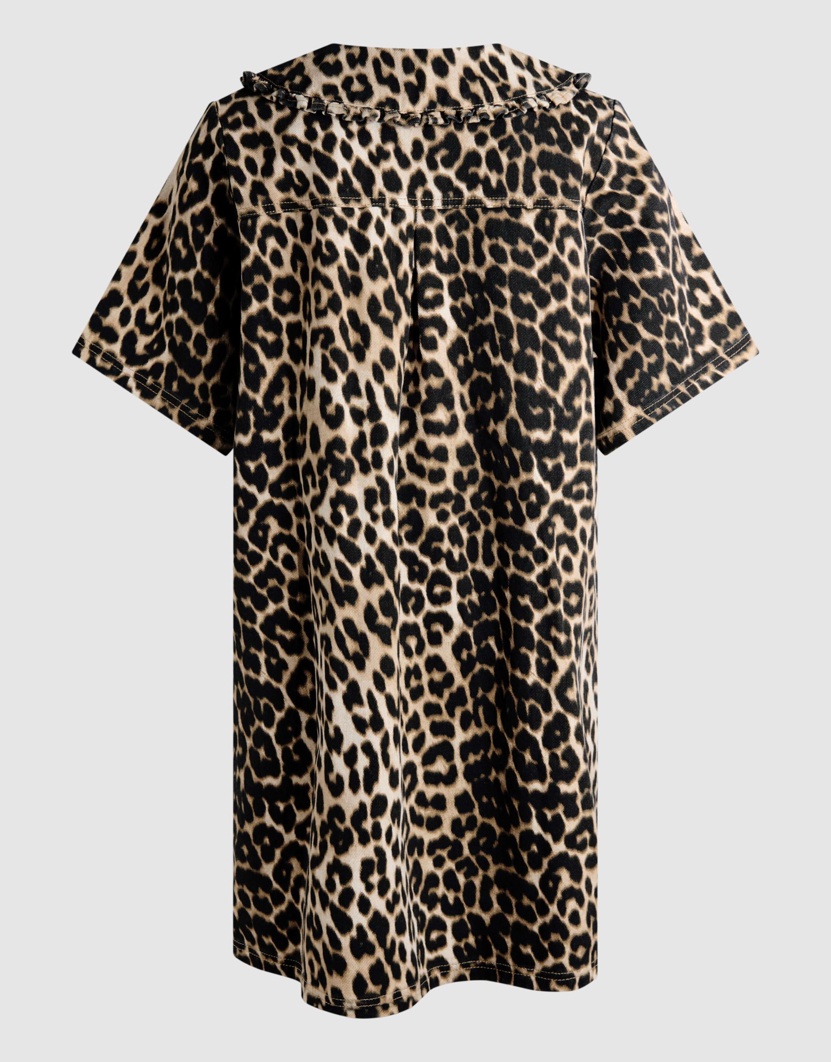 Denim Collar Leopard Midi Jurk Bruin SHOEBY WOMEN