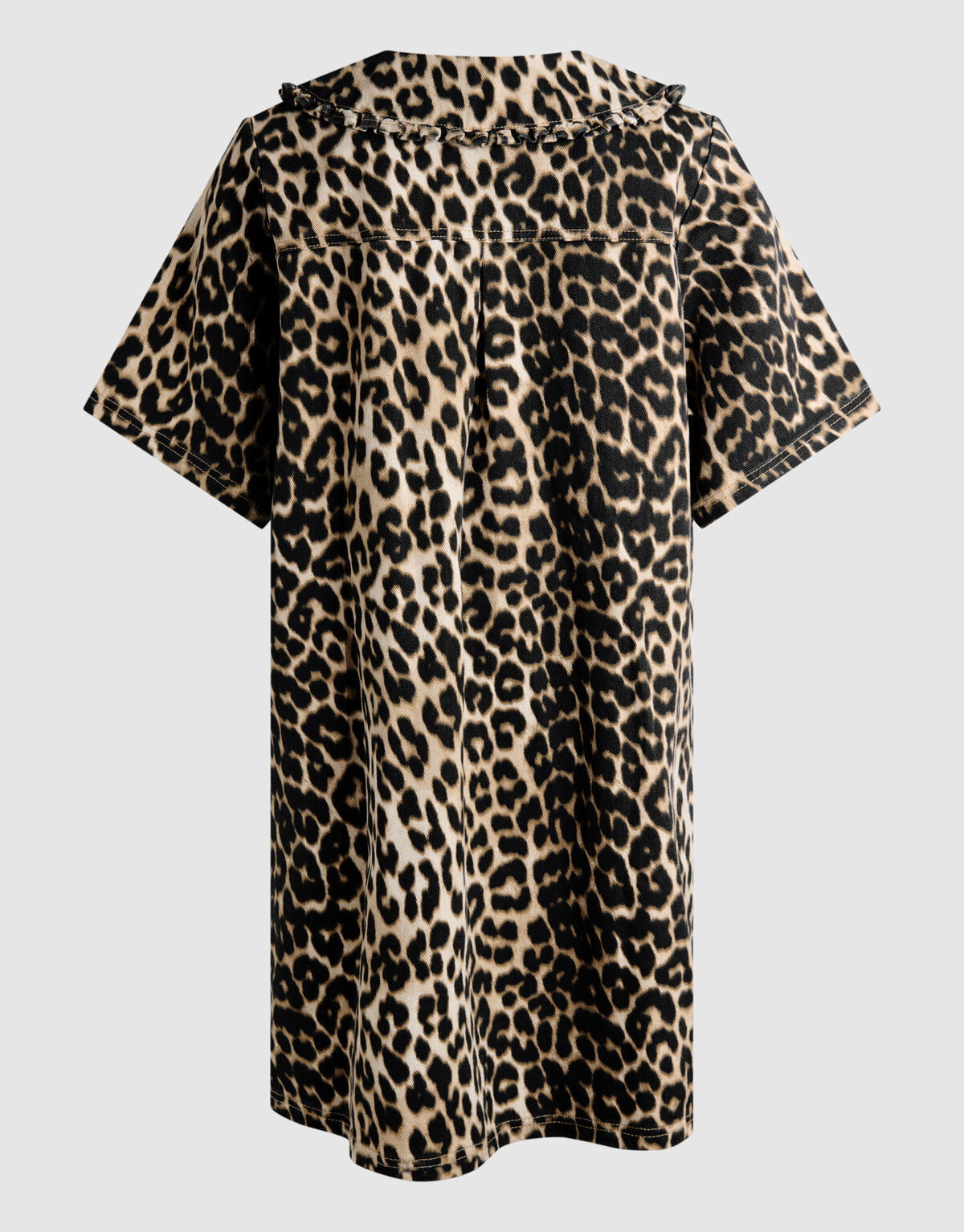 Denim Collar Leopard Mini Jurk Bruin SHOEBY WOMEN