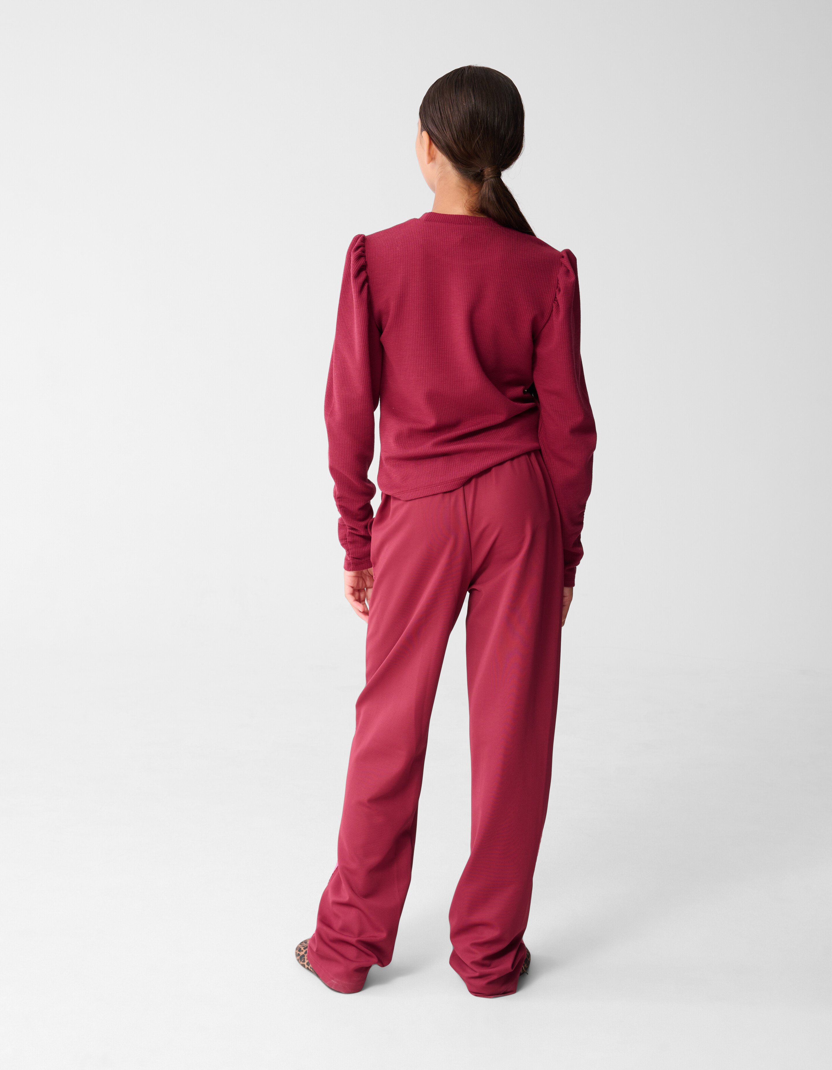 Sporty Wide Leg Broek Donkerroze SHOEBY GIRLS