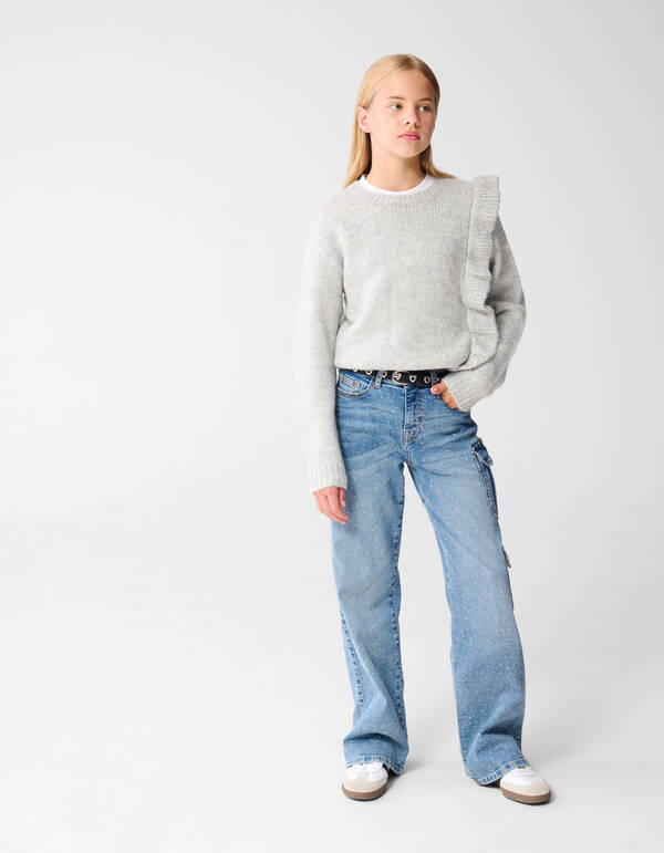 Ruffle Trui Lichtgrijs SHOEBY GIRLS