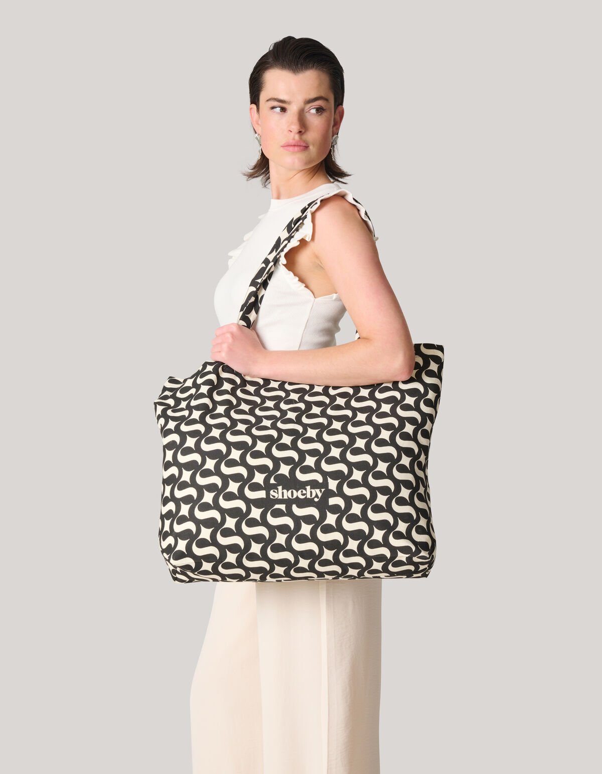 Shoeby Logo Shopper Zwart SHOEBY ACCESSOIRES