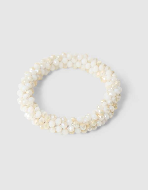 Beaded Haarelastiek Beige SHOEBY ACCESSOIRES