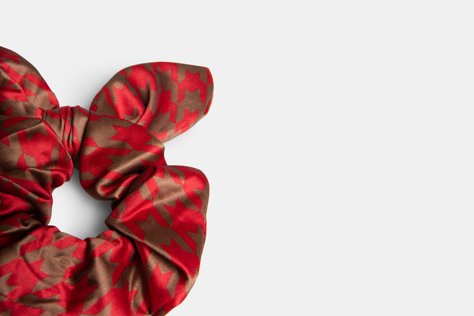 Pied De Poule Bow Scrunchie
