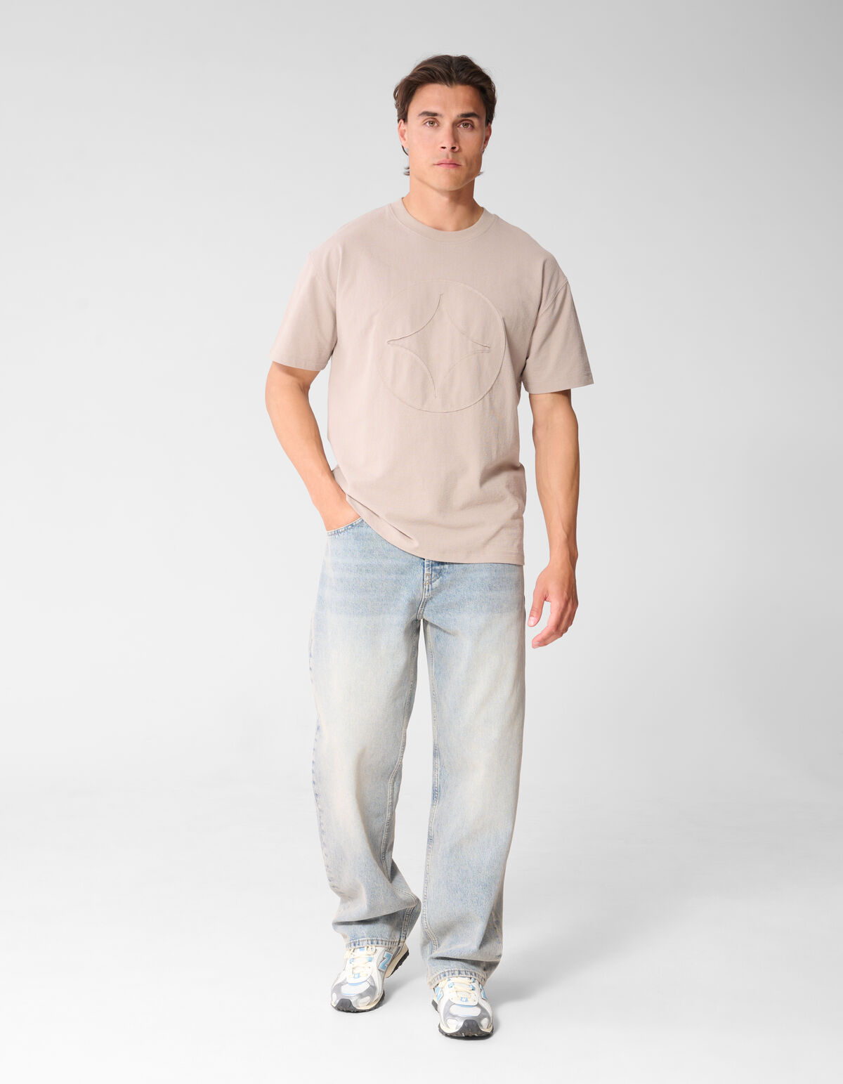 Baggy Fit Jeans Washed Blauw/Grijs L32 SHOEBY MEN