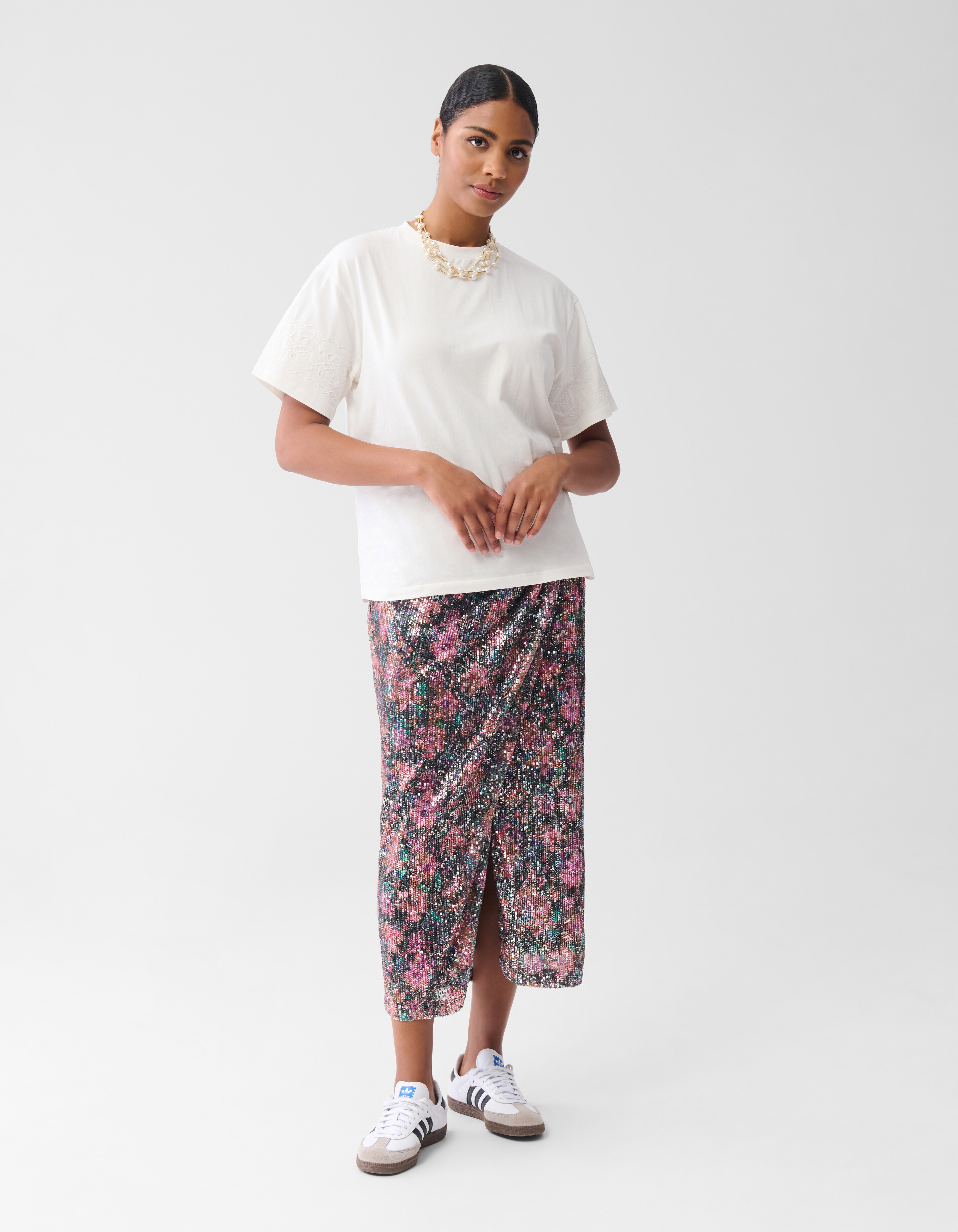 Cord Embroidery T-shirt Gebroken Wit By Fred SHOEBY WOMEN
