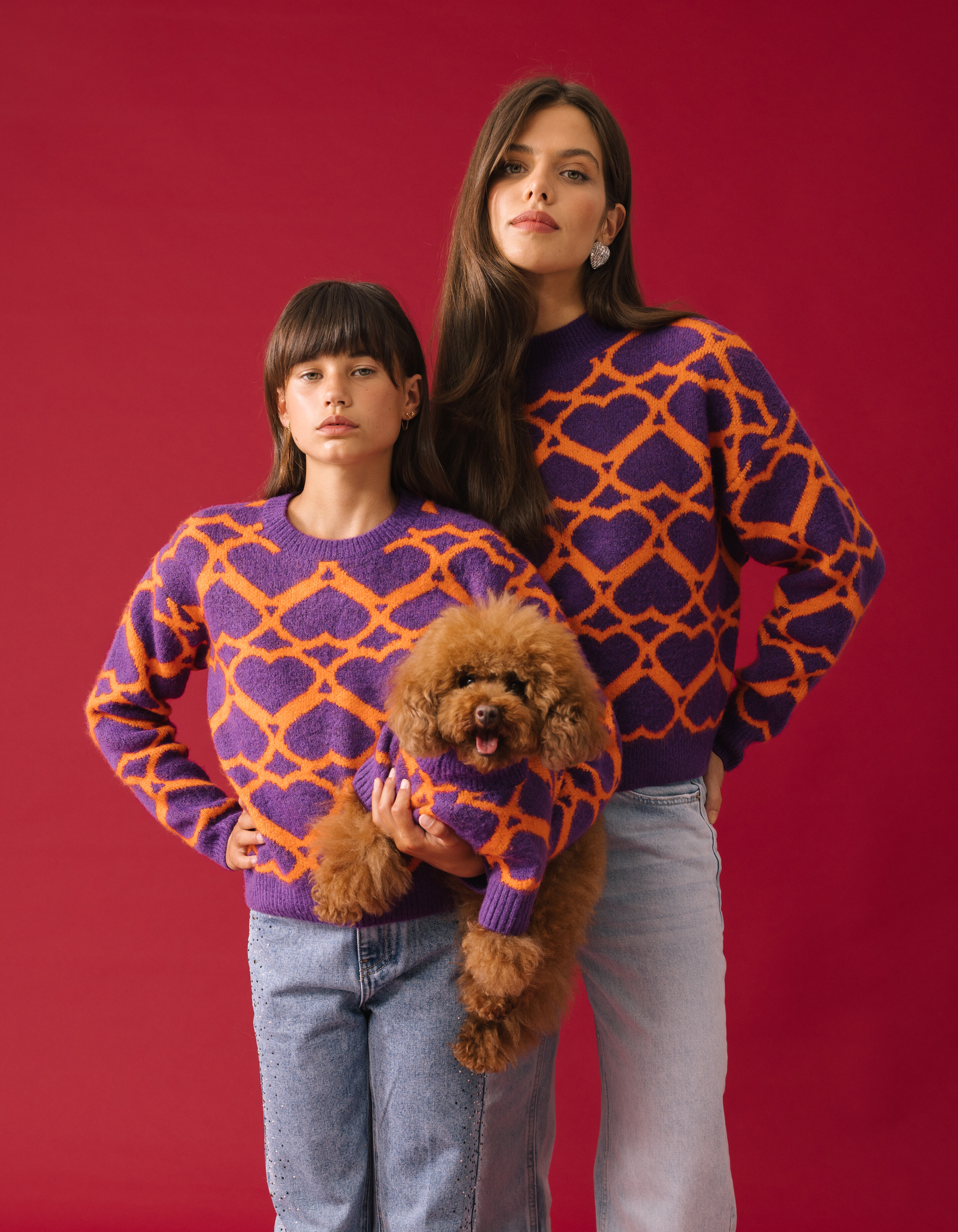 Heart Printed Meisjes Trui Paars By Furmey SHOEBY GIRLS
