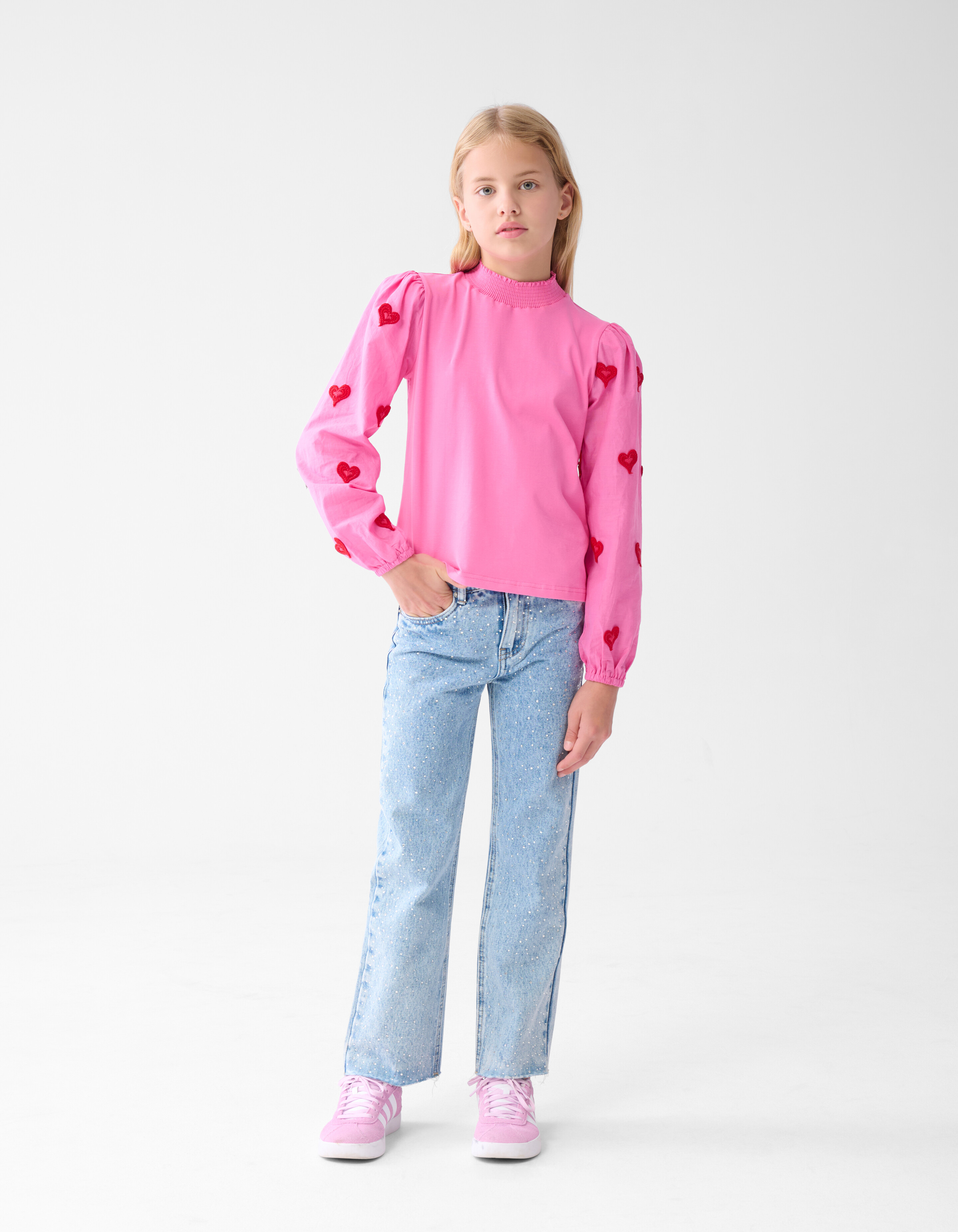 Strass Wide Leg Jeans Mediumstone SHOEBY GIRLS
