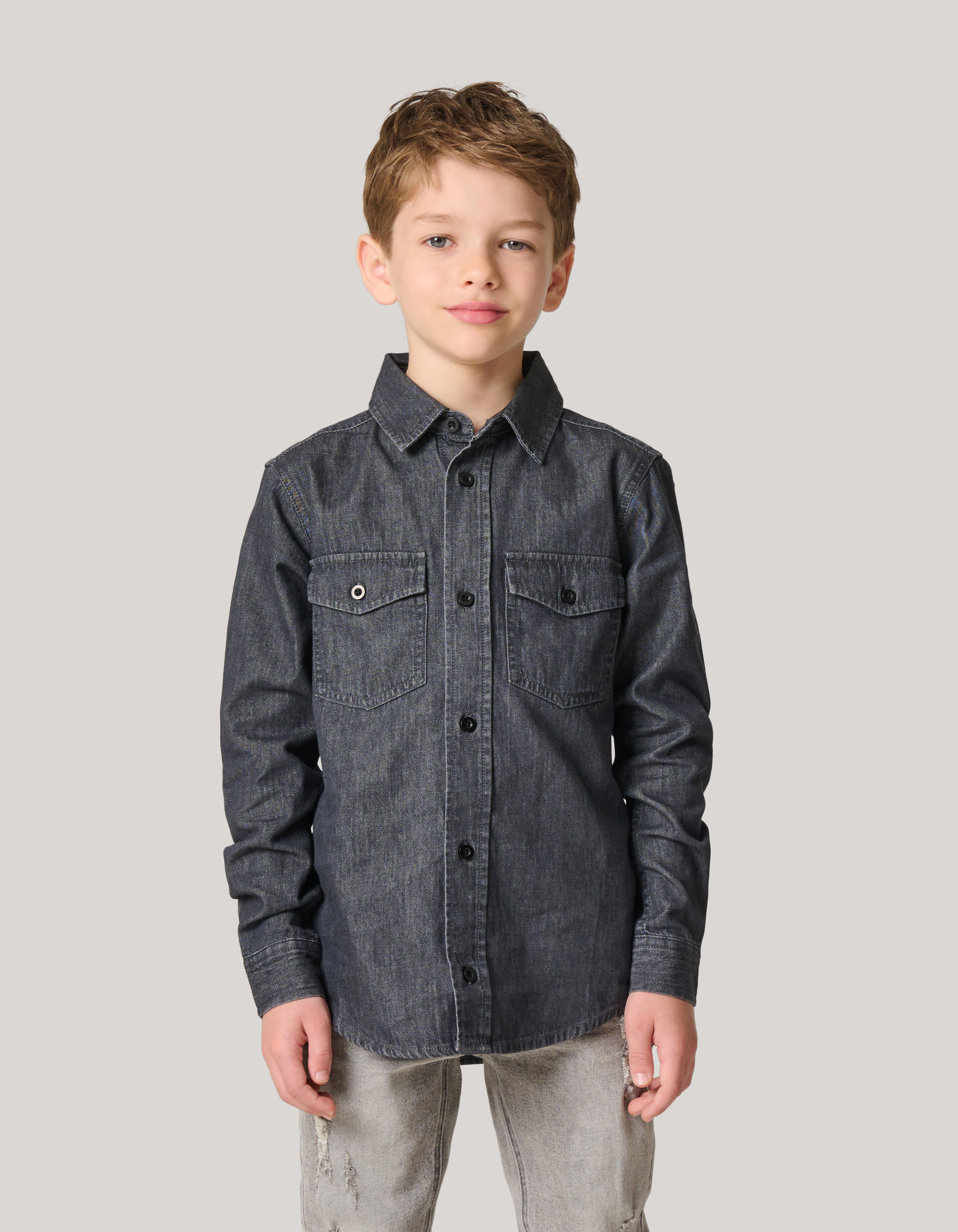 Denim Overhemd Donkergrijs SHOEBY BOYS