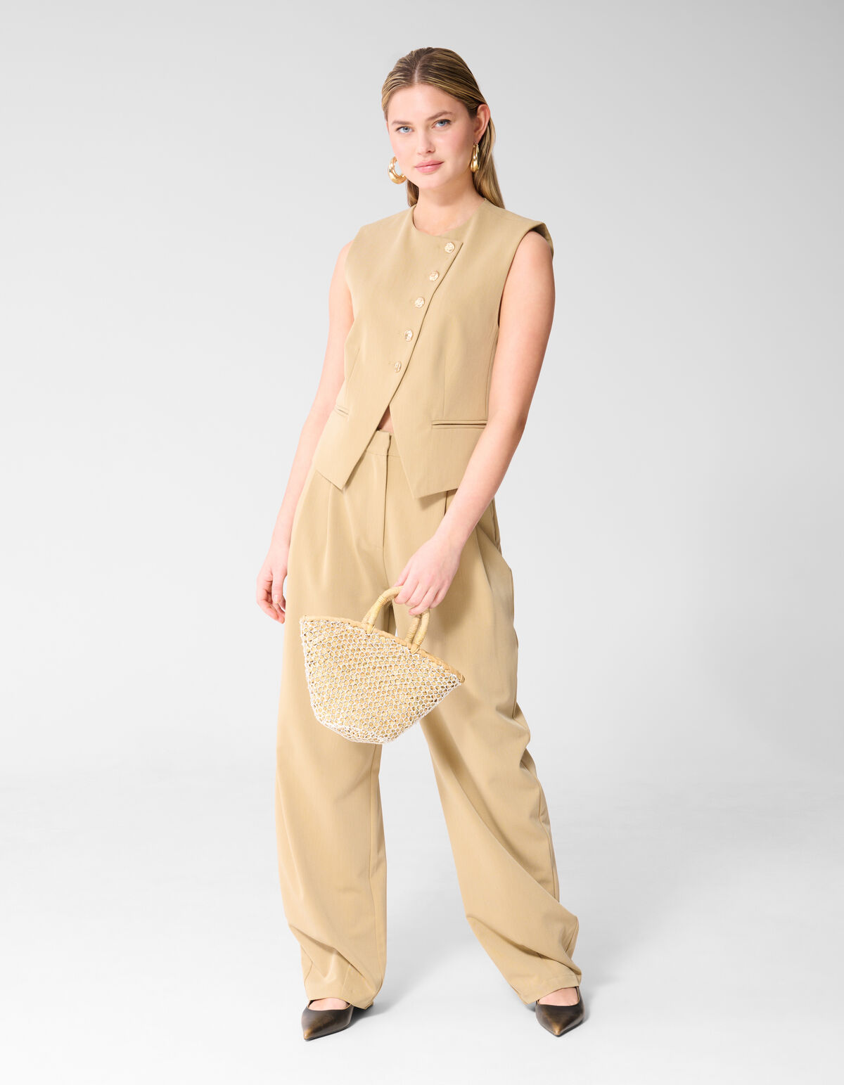 Asymmetrisch Gilet Zand SHOEBY WOMEN