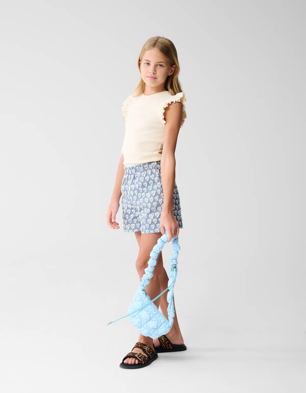Heart Embroidery Short Blauw SHOEBY GIRLS