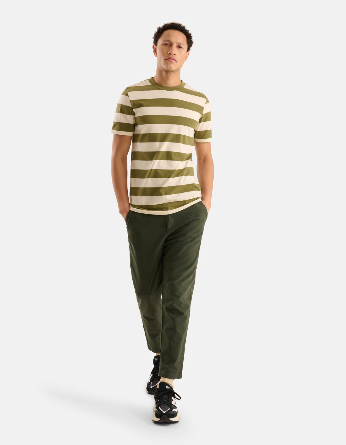 Gestreept T-shirt Groen SHOEBY MEN