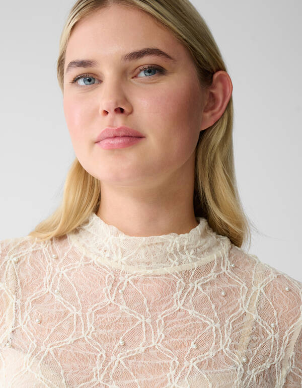 Mesh Parel Top Gebroken Wit SHOEBY WOMEN