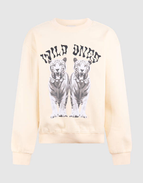 Tijger Artwork Sweater Gebroken Wit SHOEBY GIRLS